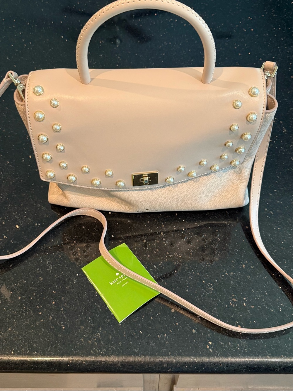 kate spade Pale Pink Pearl-Studded Top-Handle Satchel